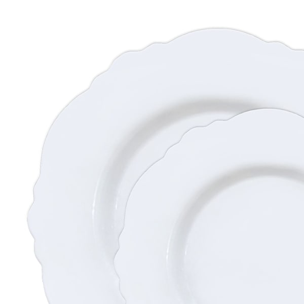 Smarty Had A Party Solid White Round Blossom Plastic Dinnerware Value Set (120 Dinner Plates + 120 Salad Plates), 240PK 4840WH-VP-CASE - main